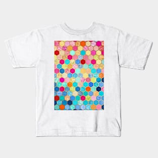 Patterned Honeycomb Patchwork in Jewel Colors Kids T-Shirt